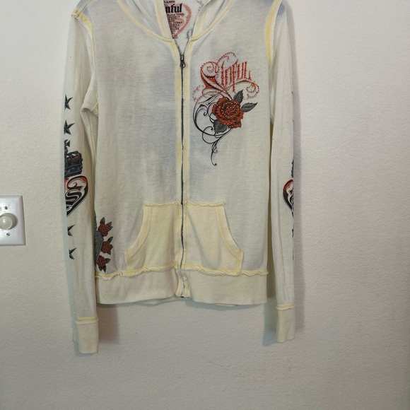 Sinful Y2K, ombre, yellow, and white zip up hoodie size large - Picture 1 of 13
